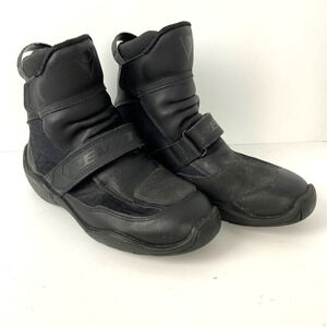 Rev'it! Black Leather Strap Closure Motorcycle Boots Size 8 1/2